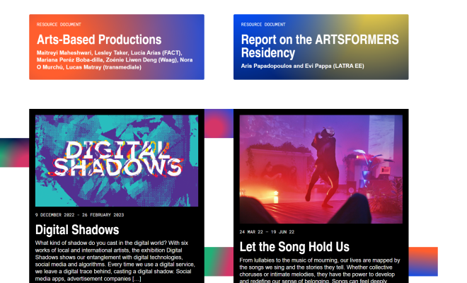 Screenshot of website Arts Formation 