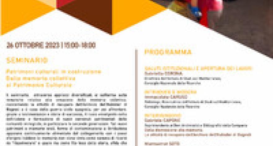 “News seminars - Cultural heritage in Construction: From Collective Memory to Cultural Heritage”