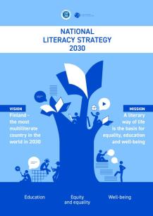 Cover of the Finnish national literacy strategy 2030